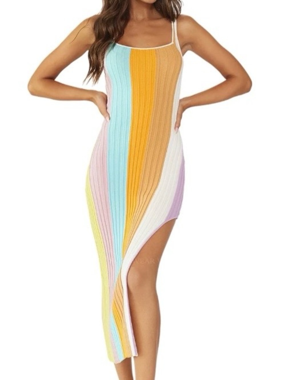 Sleeveless botanical piper slit dress XS/S
